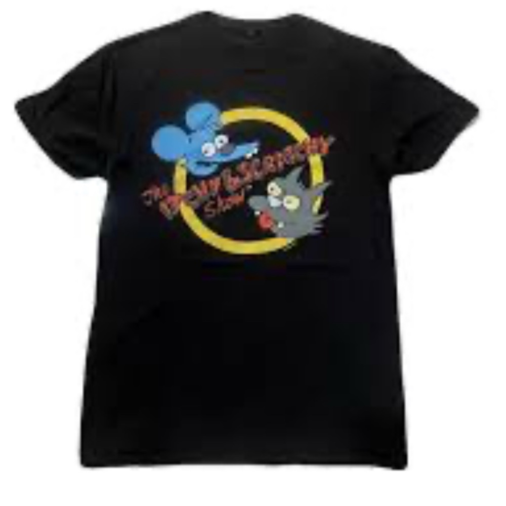 The Itchy & Scratchy Show graphic T-Shirt - Black. 100% cotton Men size S